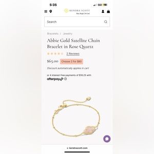 Kendra Scott Abbie Satellite Chain Bracelet in Gold Rose Quartz